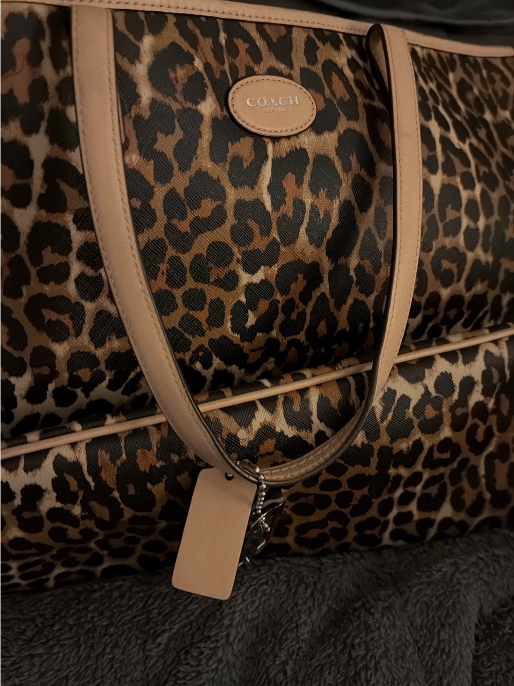 Coach Beige Brown Leather Tote - Picture 2 of 2